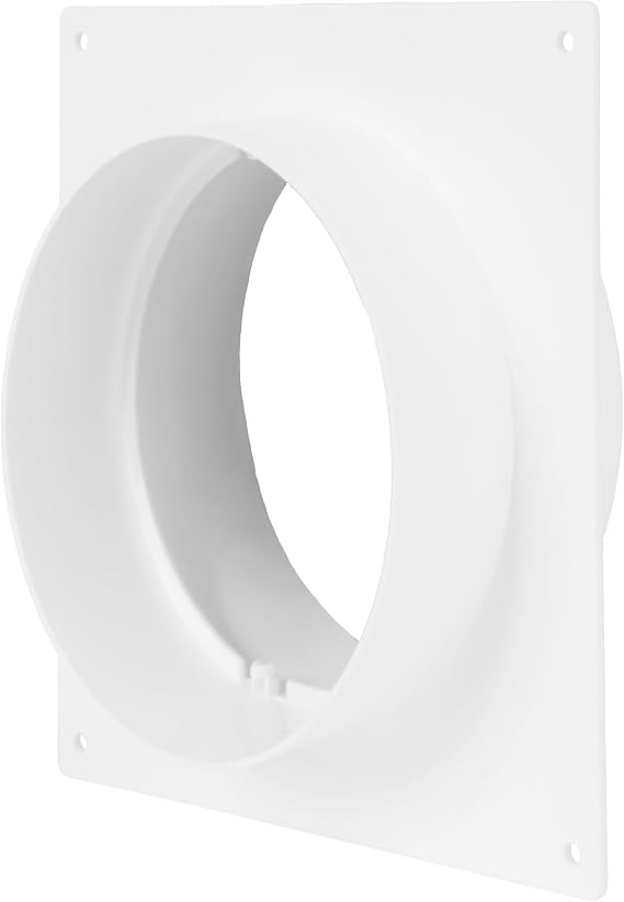 125mm Air Vent Duct Connector Flange White Plastic Wall Plate, Round Dual Male-Fit Coupler for Indoor Supply and Exhaust Ventilation 125mm Ducting - Aircon Ducting