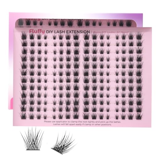 Cluster Eyelash Extensions 192 PCS Cluster Lashes Wispy DIY Individual Lashes Cluster Super Thin Band Eyelash Clusters Soft Mink False Eyelashes Mixed Tray