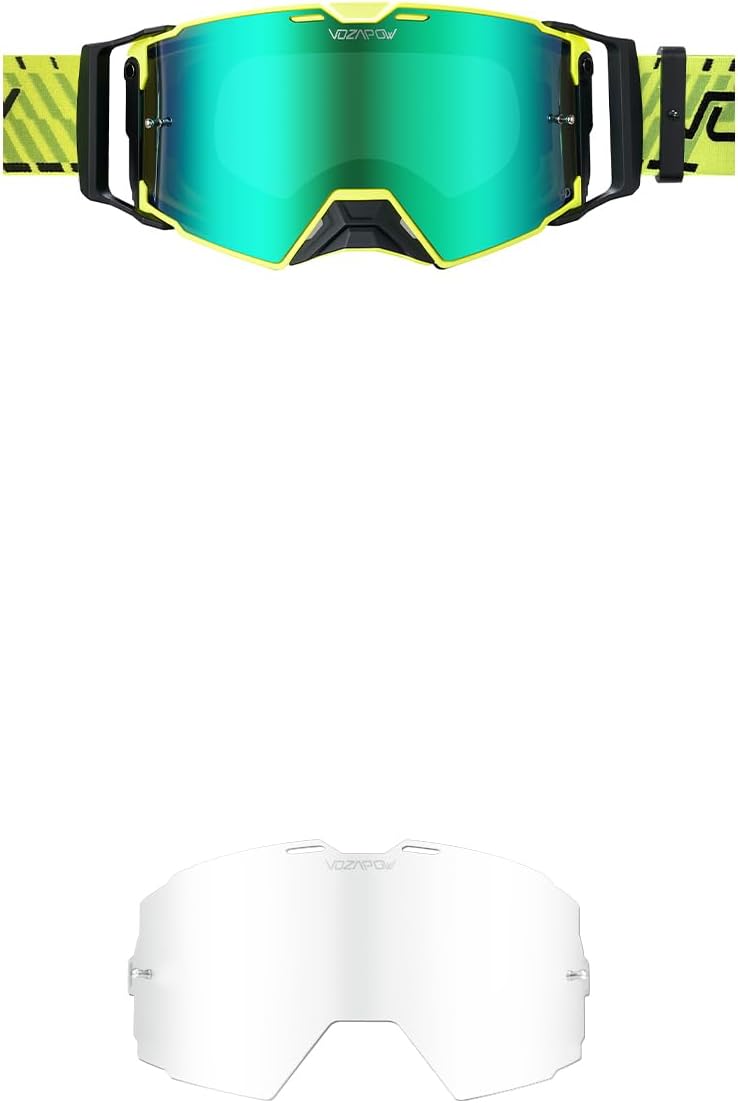 Dirt Bike Goggles Over Glasses Anti-Fog with Replacement Lens Clear