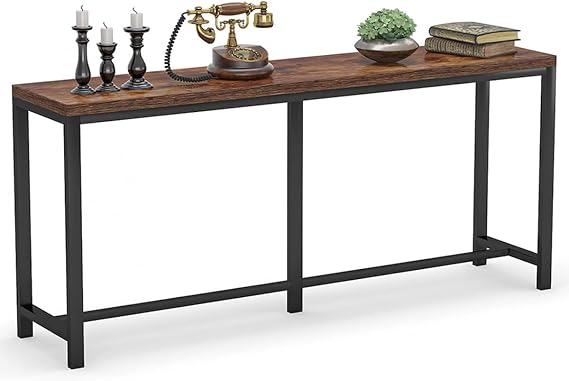 Tribesigns 70.9 inch Extra Long Console Table Behind Couch, Easy Assembly Sofa Table for Living Room Small Space, Rustic Industrial Narrow Entryway Hallway Table (Brown)