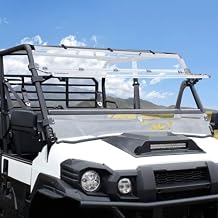 3-IN-1 Flip Up Front Windshield Compatible with 2015-2025 Kawasaki Mule Pro FXT DXT DX FX Accessories Clear Hard Coat Poly 1/5" Front Flip Windscreen Window