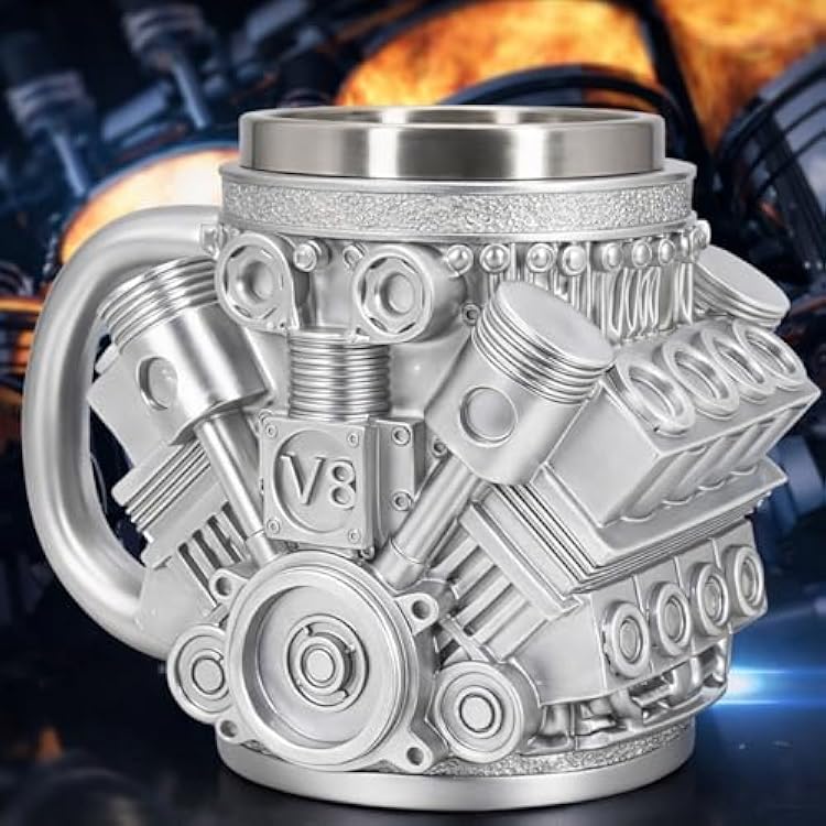 Easter Basket Stuffers Men Gift Ideas for Him - Surprise V8 Coffee Engine Mug for Car Lovers, Cool Fathers Day Dad Valentines Birthday Gifts for Teens Boys Adults, Unique Cup for Auto Fans Mechanics