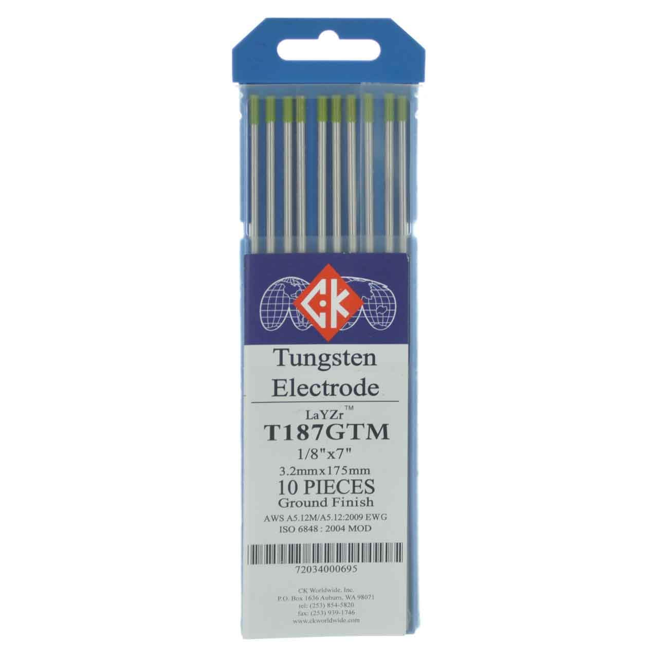 CK T187GTM LaYZr Tungsten Electrode 18 x 7, 10 pack