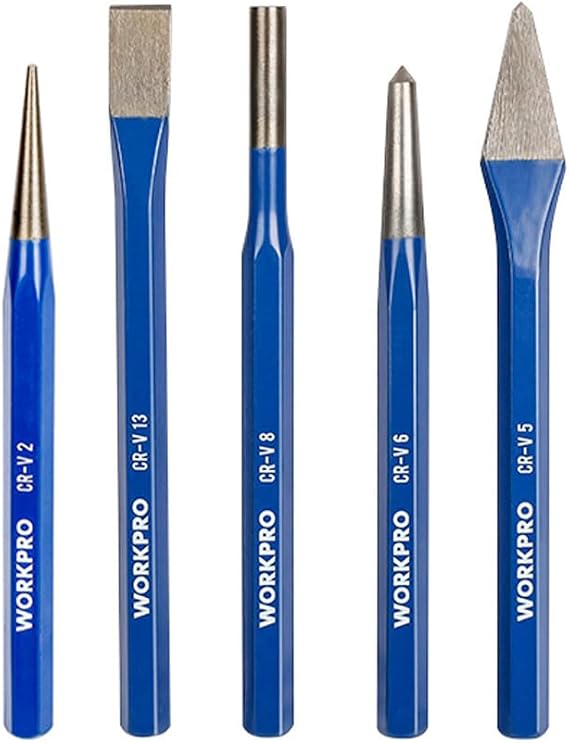 WORKPRO WP201303 5 Piece CR-V Professional Punctuation and Chisel Set
