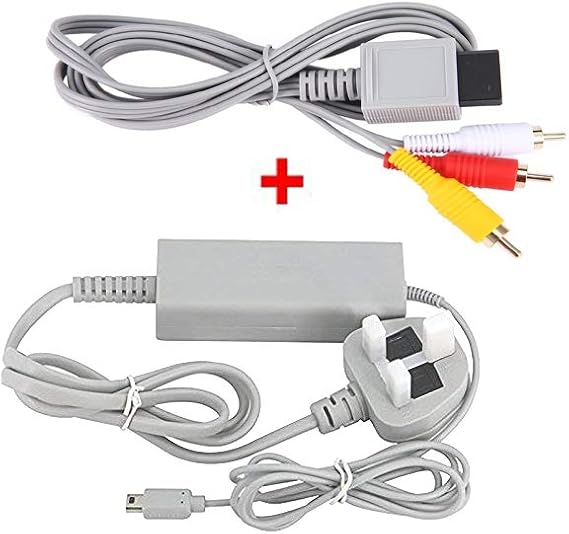 CHILDMORY AC Power Adapter Power Supply With AV Audio Video Cable Cord for Wii U Gamepad Console System