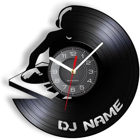 Vinyl Wall Clock-30Cm Vinyl Record Decor Dj Man Scratch Record Player Music Wall Art Home Decor Dj Wall Clock Vinyl Record Wall Clock Rock N Roll Dj Gift for