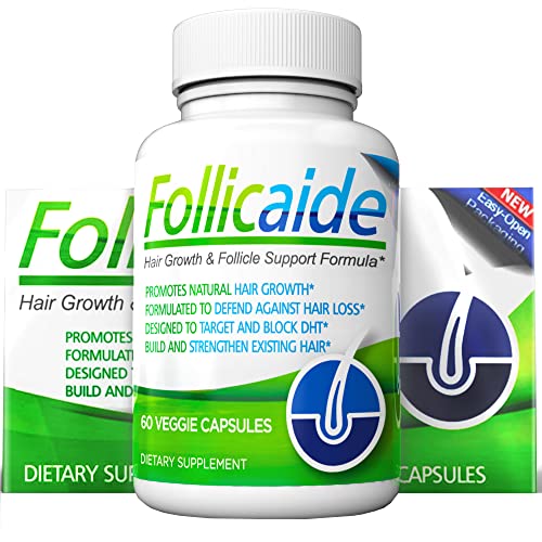 Follicaide Men and Women Hair Growth Vitamin Hair Supplement with Natural Ingredients for Stopping Hair Loss, Thinning, Shedding and Balding | High Potency | Effective for All Hair Types, 60 Count