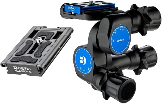 Benro GD3WH 3-Way Geared Head with Additional ArcaSmart70 Plate (GD3WHACS70)