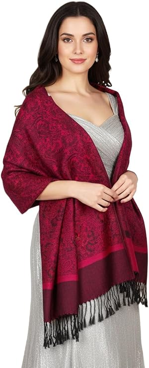 SERENITA Pashmina Shawls. Rave Scarf Double layer woven jacquard thicker wraps - Cashmere Feel
