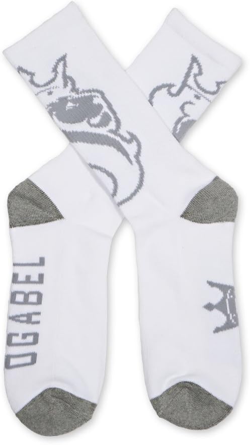 OGABEL Men's Lion Crew Socks White (2 pairs)