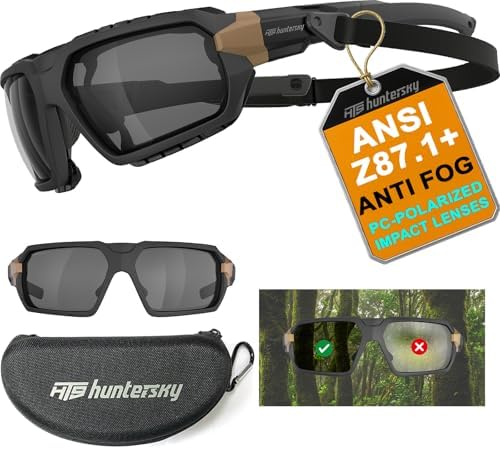 HTS HUNTERSKY Ballistic Tactical ANSI Z87.1 Impact Protection Anti Fog Shooting Glasses Military Grade Airsoft Range