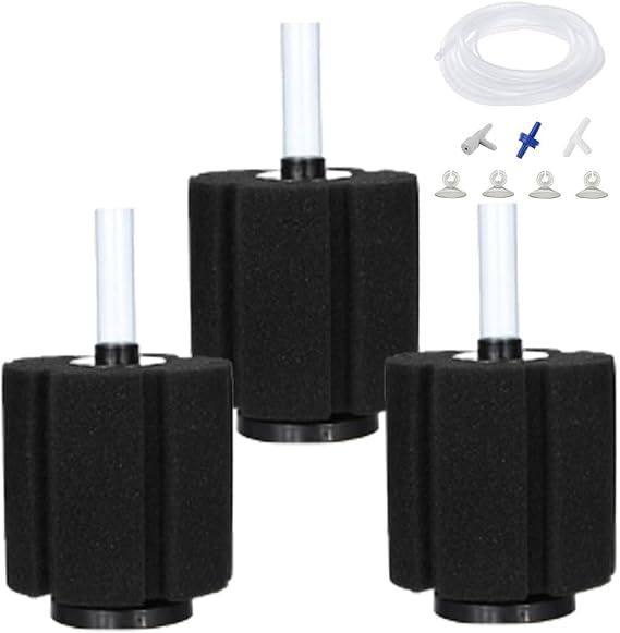 Bio Sponge Filter for Betta Fry Aquarium Fish Tank Up to 60 Gallon Each, 3-Pack (L)