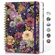Lined Spiral Notebook Journal for Work, 300 Pages Thick B5 (7.1"x10") College Ruled Journal for Women & Writing, Hardcover Notebook for Note Taking, Perfect for Office Home School, Midnight Bloom