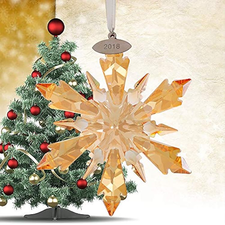 XIANGBAN Crystal Snowflake Pendant Home Clear Star Decoration Hanging Christmas Prism Jewelry Champagne