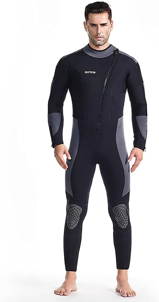 One-Piece 5MM Neoprene Wetsuit for Men, Front Zip Full Body Diving Suit Cold-Proof Thick Warm Swimsuit