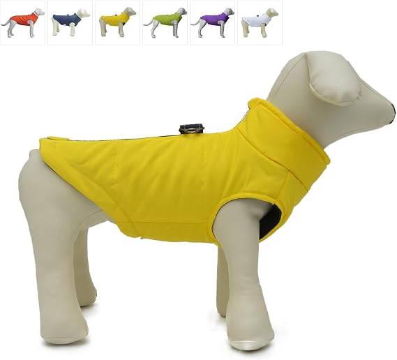Winter Vest with Cotton Lining, Waterproof Ultra Warm Dog Coat, Windproof Zippered Jacket, Breathable Soft Coat for Small Medium Large Dogs, Yellow XS