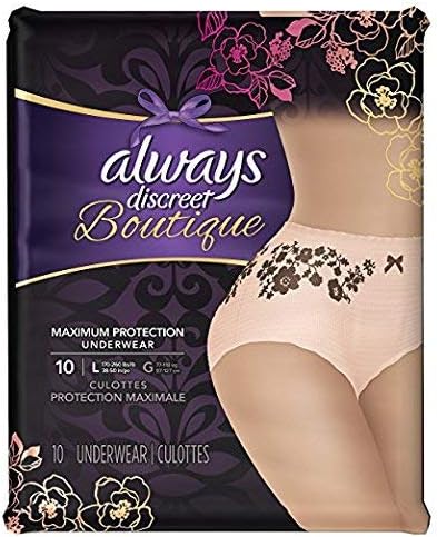 Always Discreet Boutique Incontinence, Maximum Protection, Large, 10 Underwear (Pack of 2)