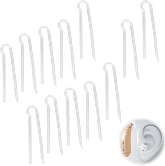 Hearing Aid Tubes, 12 Pcs Flexible Hearing Aid Tubing Replacement Transmitting Clear Sound, Lightweight Soft PVC BTE Earmold Hearing Aid Tubes, Hearing Aid Accessories Suitable for Most Hearing Aid