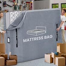 Mattress Bags for Moving and Storage, BETU Waterproof Mattress Protector Full XL Mattress Cover with 8 Heavy Duty Handles and Zipper Extra Thick Moving Supplies for Bed Reusable (82x57x13.5 Grey)