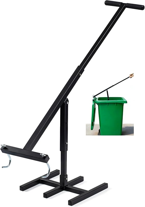 Heavy Duty Iron Touchless Manual Trash Compactor,Trash Can Compactor | Ergonomic Long Handle, Commercial, Industrial and Outdoor Use, Garbage Compactor Fits 120L to 660L (32-175 Gallon) Waste Bins