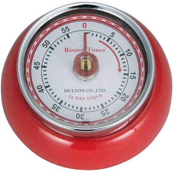 Dulton 100-189RD Kitchen Timer with Magnet, Red, Steel, Analog Retro, Diameter 2.8 inches 70 mm, Depth 1.2 inches 30 mm