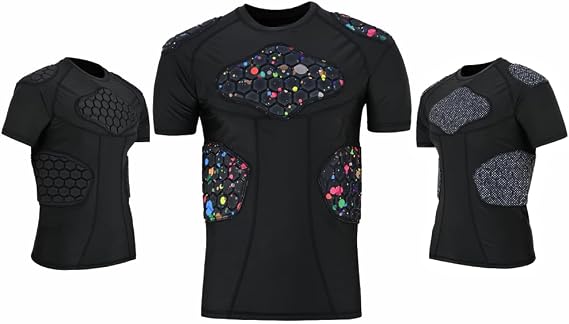 Men's Football Padded Rib Protector Comfortable Basketball Shirt Training Gear for Rugby Baseball Softball and Soccer