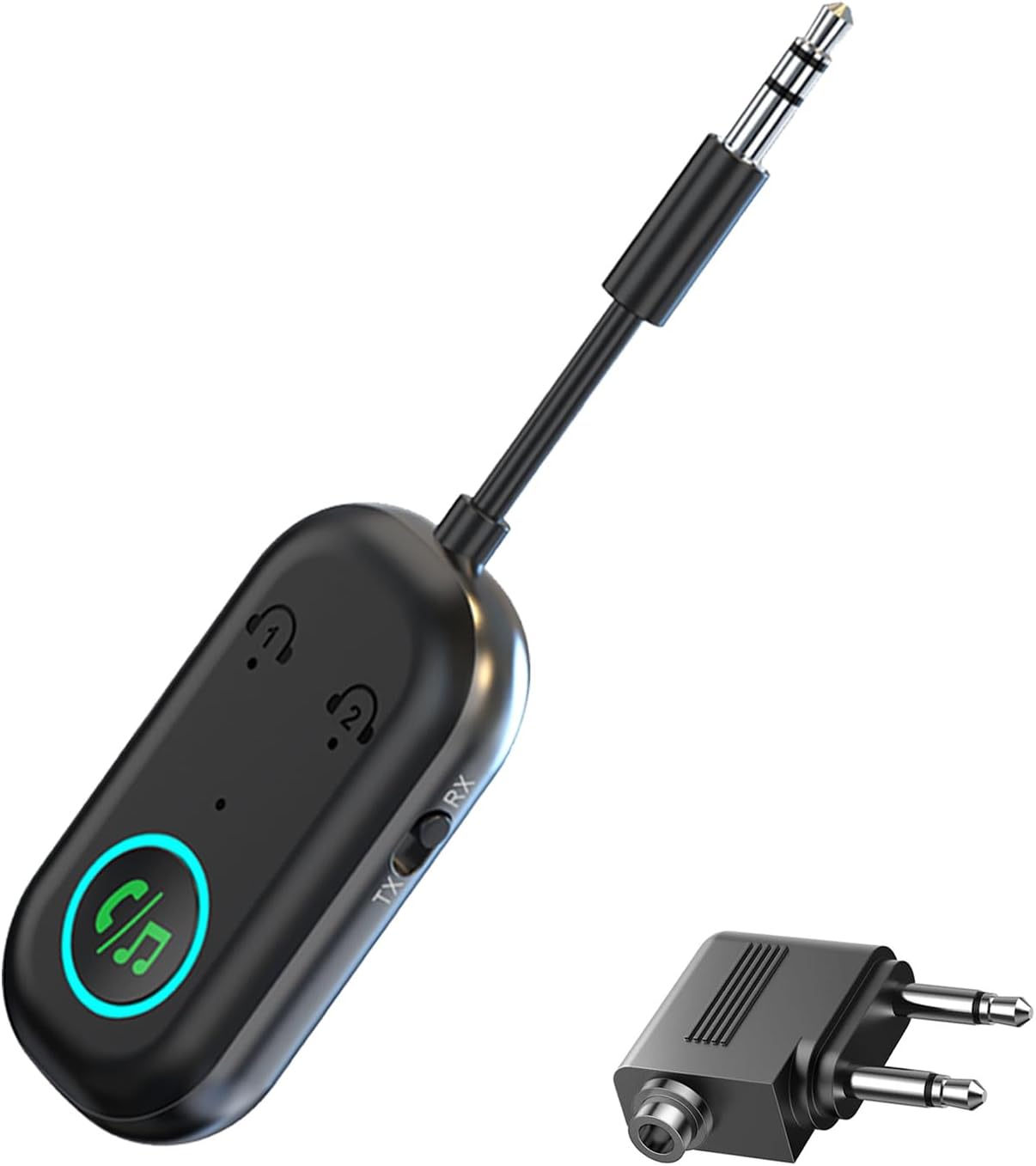 2025 Upgraded Bluetooth 5.3 Transmitter Receiver, Dual Pairing Wireless Aux Bluetooth Adapter Compatible with 2 AirPods & Wireless Headphones for TV, Airplane, Headphone, Airpods, Speaker, Car