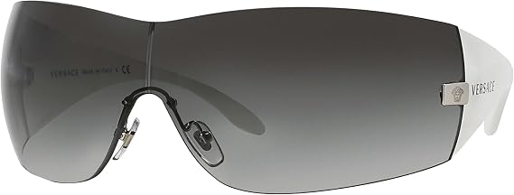 Versace VE 2054 10008G Silver Plastic Shield Sunglasses Grey Gradient Lens