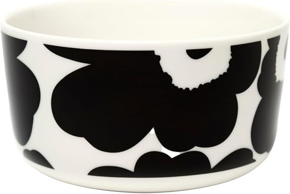 MARIMEKKO Oiva Unikko Medium Bowl Refine Your Kitchen Decor with Our Iconic Black & White Stoneware Soup/Salad Serving Bowl Dessert Bowls to Elevate Your Dining Experience (17.6 Oz)