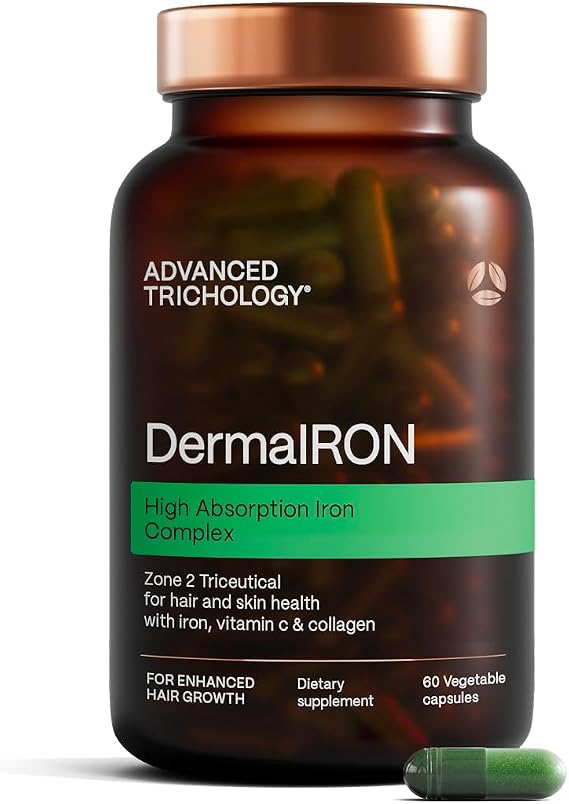 DermaIRON Iron Supplement for Women & Men Gentle Iron for Low Ferritin & Anemia Support, Hair Thinning & Hair Loss Support, with Collagen & Vitamin C