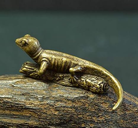 Home Decor Decoration Figurine Gift,Bronze Small Decoration Lizard Pure Collection Archaize Brass Lizard Small Statue Novelty Gift