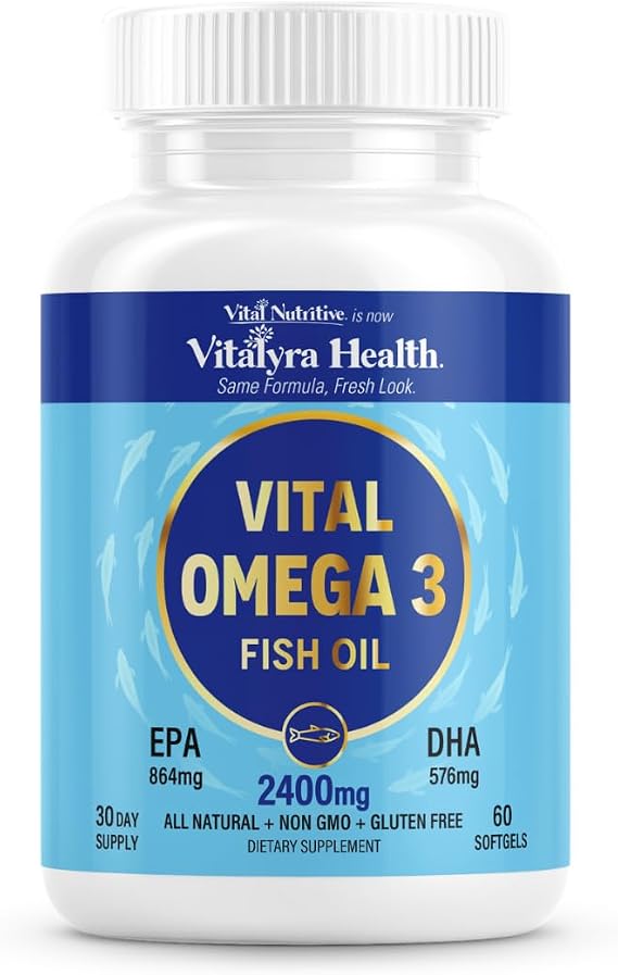 VITAL NUTRITIVE Omega 3 Fish Oil 2400mg - 864mg EPA 576mg DHA Brain & Heart