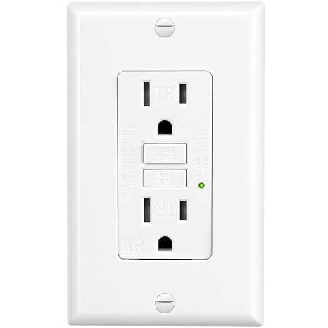 GFCI Outlet 15 Amp,Self-Test,GFI Electrical Outlet with Thinner Design,WR Weather Resistant GFCI Receptacle,Ground Fault Circuit Interrupters,Indoor or Outdoor Use,UL Listed (1, White, 15Amp)