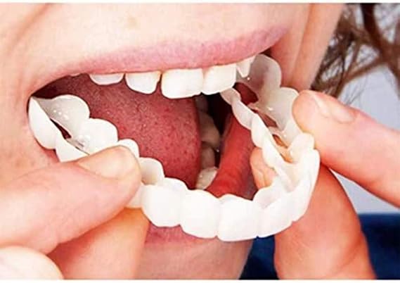 Temporary Dentures, Dentures, Top Cosmetic Dental Veneers, Comfort Fit Snap-on Flex, Fits Fast Dentures, Perfect Smile Simulation, Teeth Cover / Temporary Denture Model to Prevent Teeth Whitening /