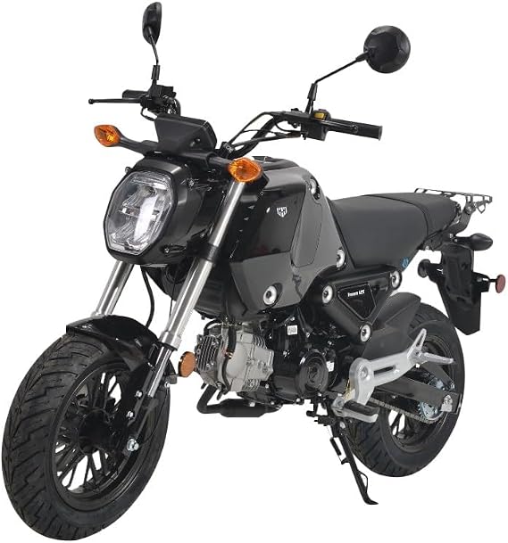 HHH 125cc Motorcycle Bike Vroom 125 Street Scooter 125cc Motorcycle Gas Bike, Scooter with Big Headlights (Black)