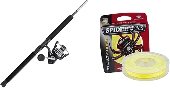 PENN 10 Pursuit IV 2-Piece Fishing Rod and Reel Surf Spinning Combos & SpiderWire Stealth Superline, Moss Green, 50lb | 274m Braided Fishing Line, Suitable for Freshwater and Saltwater Environments