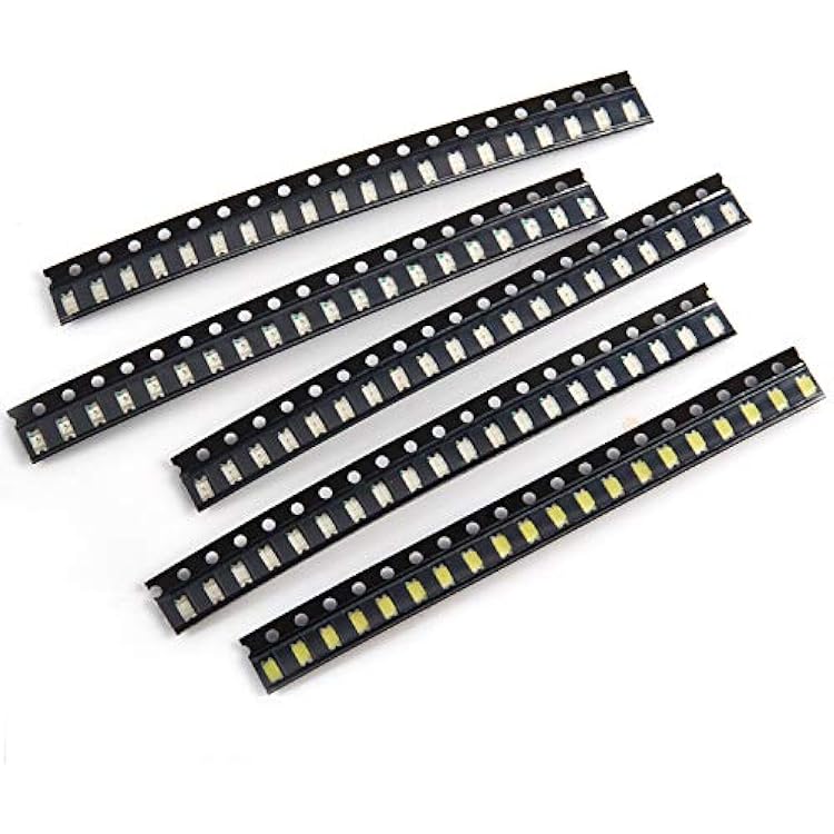 CHANZON 5 Colors x 20 pcs = 100 pcs 1206 SMD LED Diode Lights Assorted Kit Mini Chip 3.2mm x 1.6mm for PCB DC 20mA Super Bright Lighting Bulb Lamps Electronics Components Light Emitting Diodes