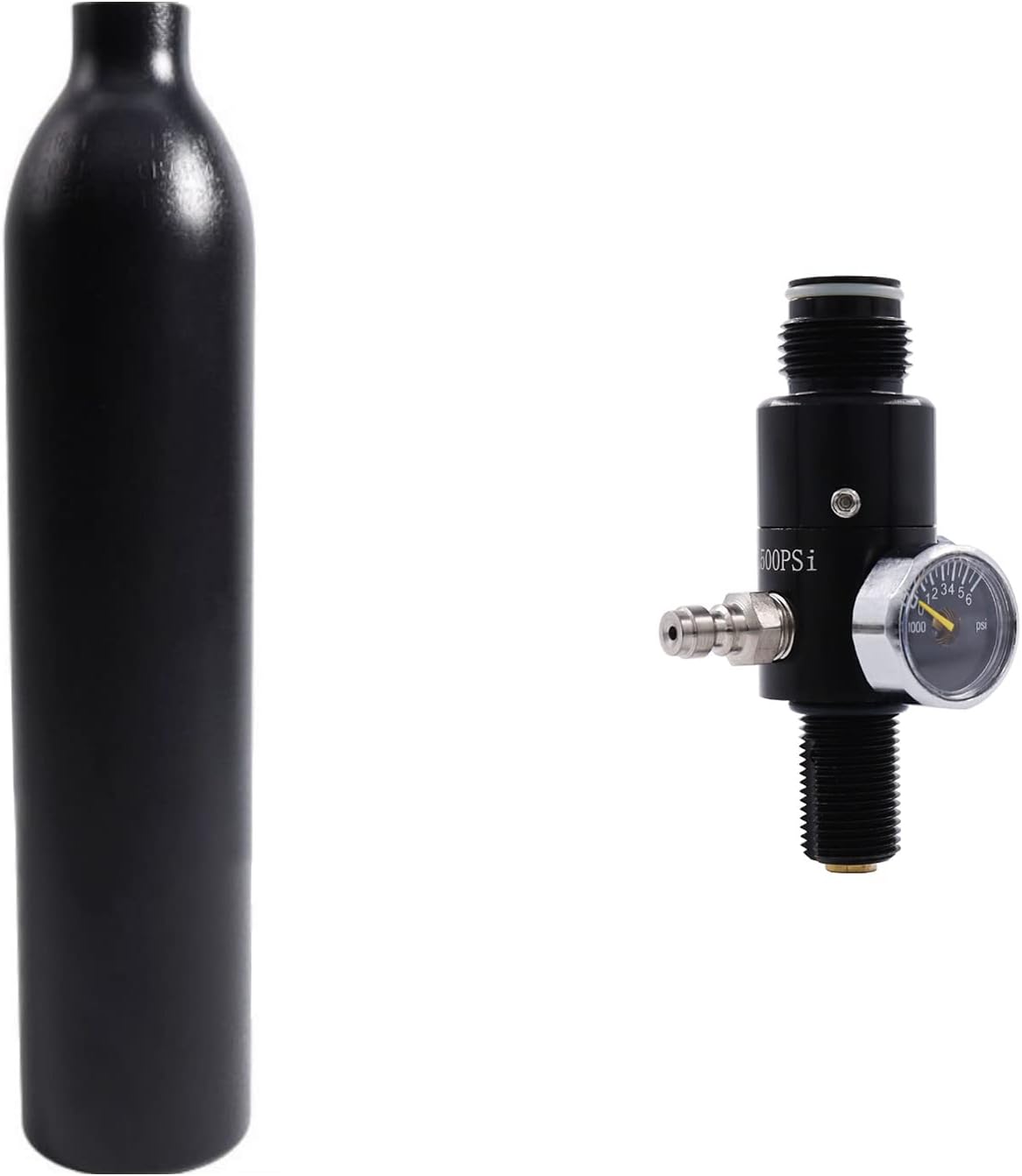 TUXING 4500Psi PCP Paintball Tank 0.5L 4500psi CE Approved Aluminum Cylinder Paintball Regulator with Valve Regulator Gauge Output Pressure:2200psi-M181.5