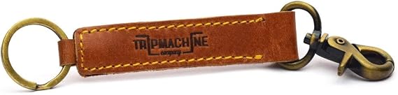 Trip Machine Company Genuine Leather Key Ring Classic Handmade Keychain, Durable Leather Key Holder Everyday Carry