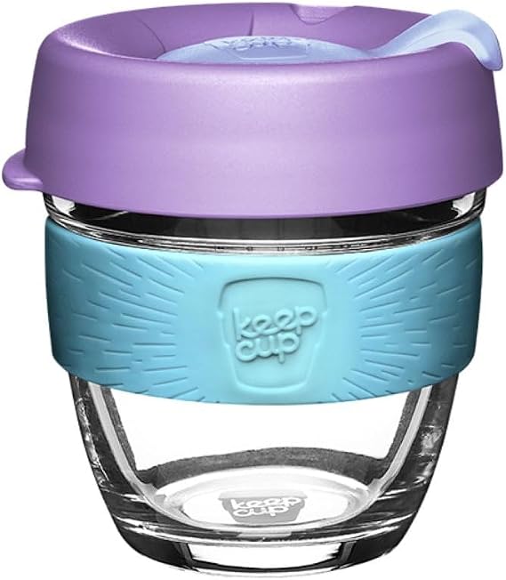 KeepCup Brew, Reusable Coffee Cup - Tempered Glass and Splashproof Sipper, S 8oz/227ml - Moonlight