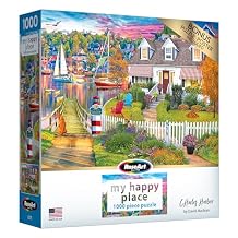 RoseArt - My Happy Place - Charles Harbor 1000 Piece Jigsaw Puzzle, Colorful Harbor Cottage Scene. Made in USA