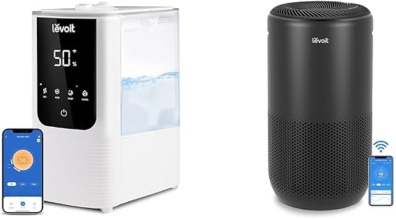 LEVOIT Smart Humidifier for Bedroom & Home - Warm & Cool Mist Air Purifier for Large Room Up to 1980 Ft in 1 Hr With Air Quality Monitor