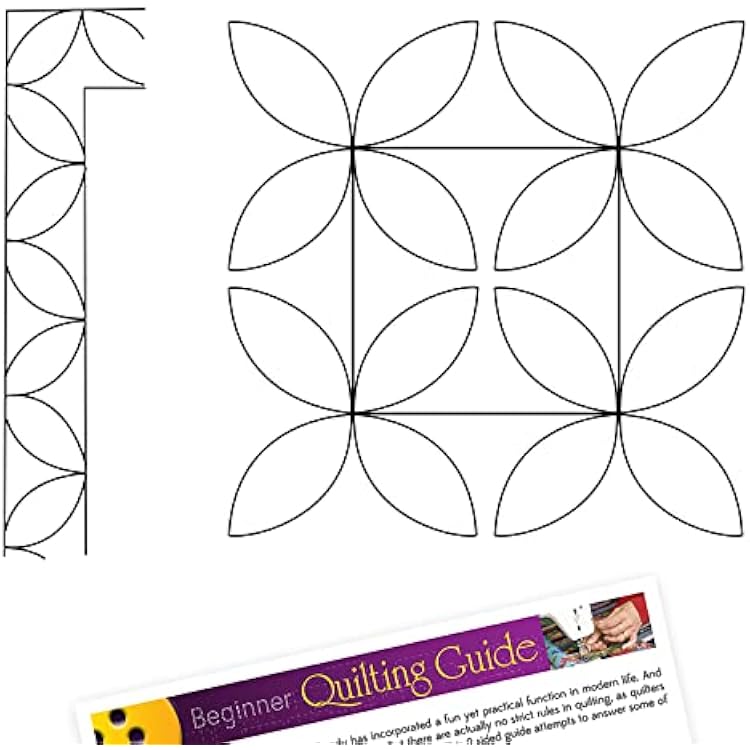 Quilting Stencils for Machine and Hand Quilting - 2 Reusable Framed Seed and Pumpkinseed Design Plastic Quilt Template for Borders, Background, Block Patterns, Stencil Set Includes Guide