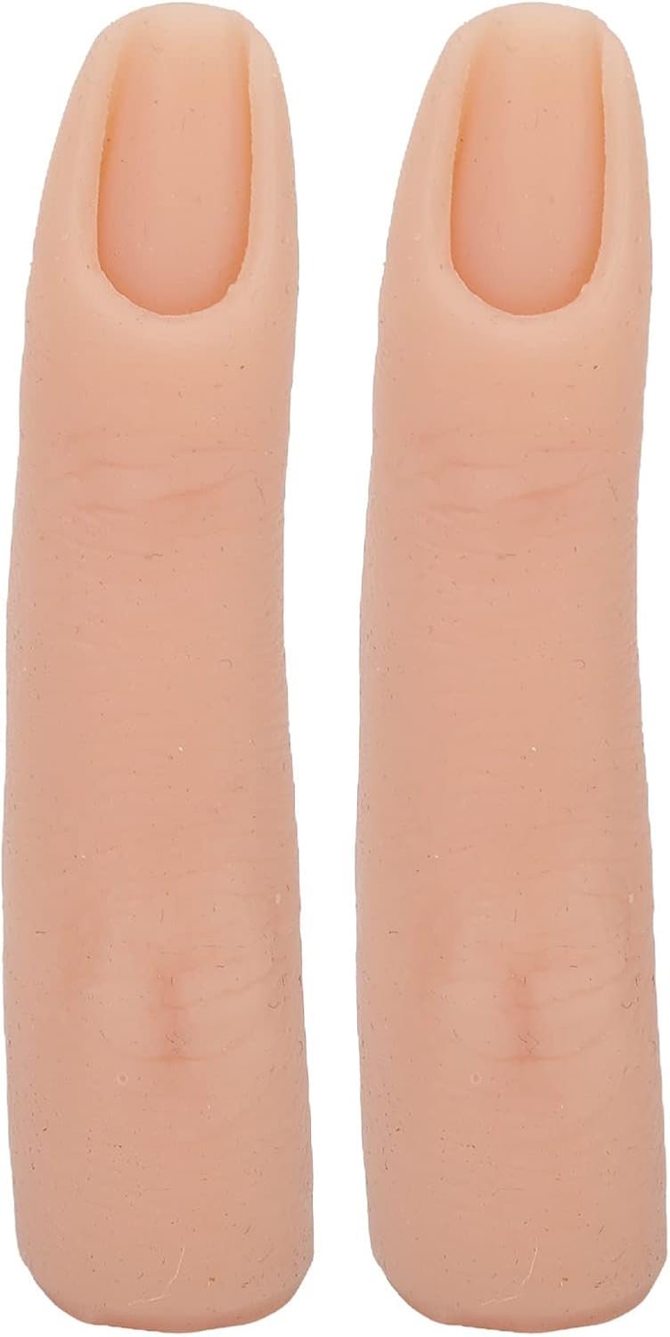 2pcs Silicone Practice Fingers Hand, Nail Training Finger Bendable Flexible Silicone Practice Finger Model Silicone Nail Training Finger for Acrylic Nails Manicure Art Finger ModeSkin Color