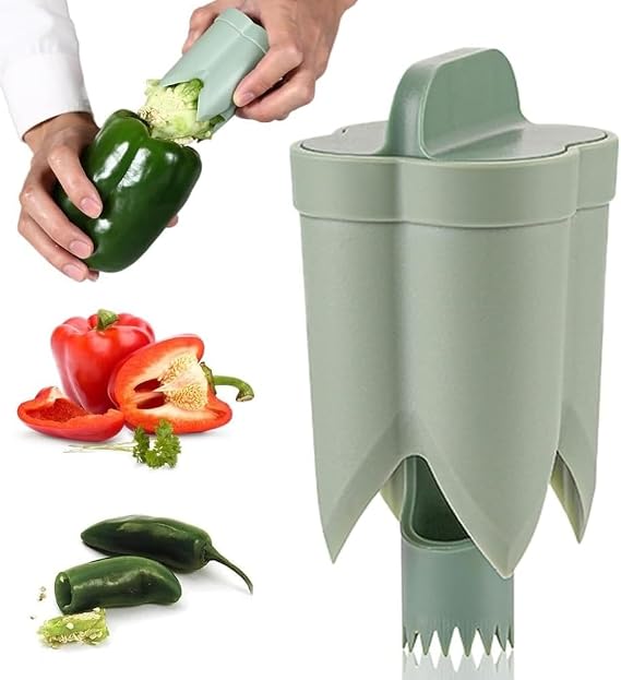 Pepper Seed Corer Remover, 2025 New 2 in 1 Bell Pepper Corer Seed Remover Tool for Vegetables Kitchen Gadget