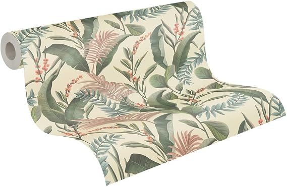 Livingwalls Wallpaper Floral Design - Black, Green - Flower Wallpaper 395.99in x 20.87in Made in Germany - 394361