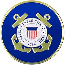 SHOP AWARDS AND GIFTS 2 Inch Round Thin United States US Coast Guard Metal Medallion Military Decal with Peel and Stick Back, American Service Logo Emblem Awards and Gifts, Pack of 1