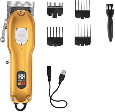Hair Clippers Mens Hair Clippers, Electric Hair Clipper Professional Men Beard Hair Clipper USB Rechargeable Trimmer for Men Hair Trimmer Machine Mens Hair ClippersGold