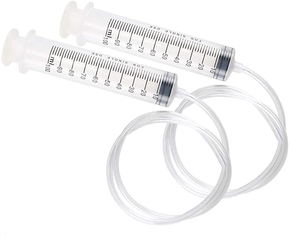 Large Syringe Plastic Syringe 100ml with Tubing 80cm Reusable Measuring Syringe Luer Lock for Oil Fluid Suction Extractor Hydroponics Nutrient , 2Pack