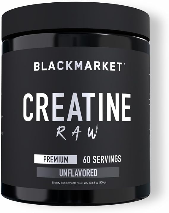 BLACKMARKET RAW Creatine - Workout Powder Drink Mix for Men & Women, Improve Muscle Size, Strength, Definition, Provides Rapid Absorption & Improves Performance, 300 Grams